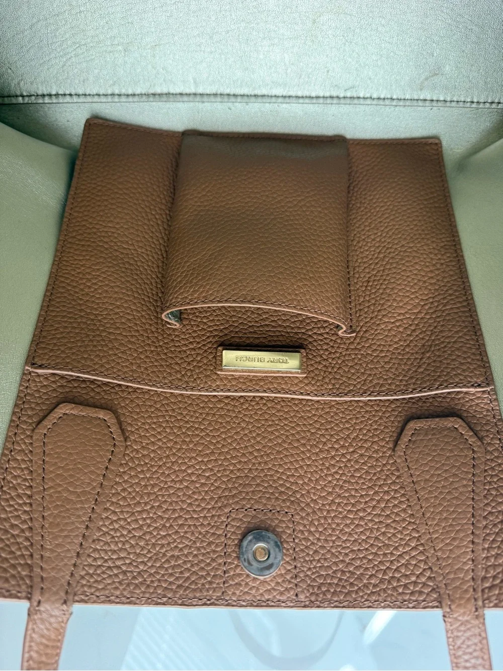 Tory Burch Cognac Pebbled Leather Tote